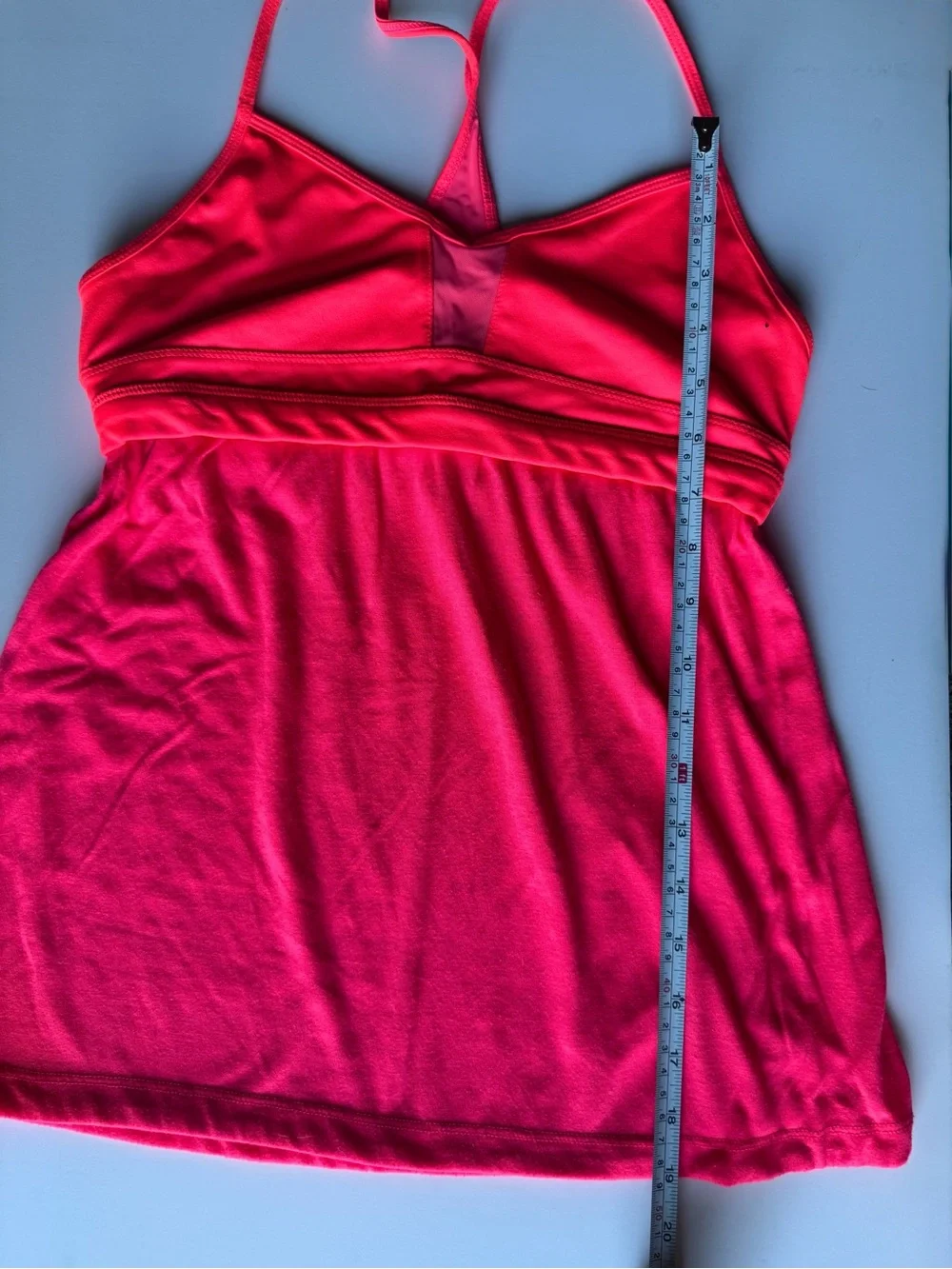Alo Yoga Neon Pink Coral Strappy Tank Top Built in Bra